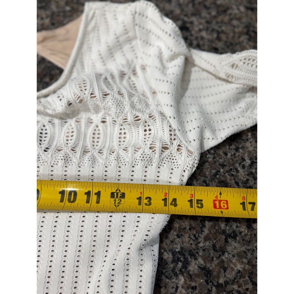 Sky White Crochet Knit Open Back Maxi Dress Long Sleeve Mermaid Gown AH737-9M M - Picture 9 of 10